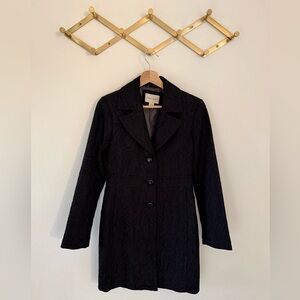 White House Black Market Black Textured Dress Coat